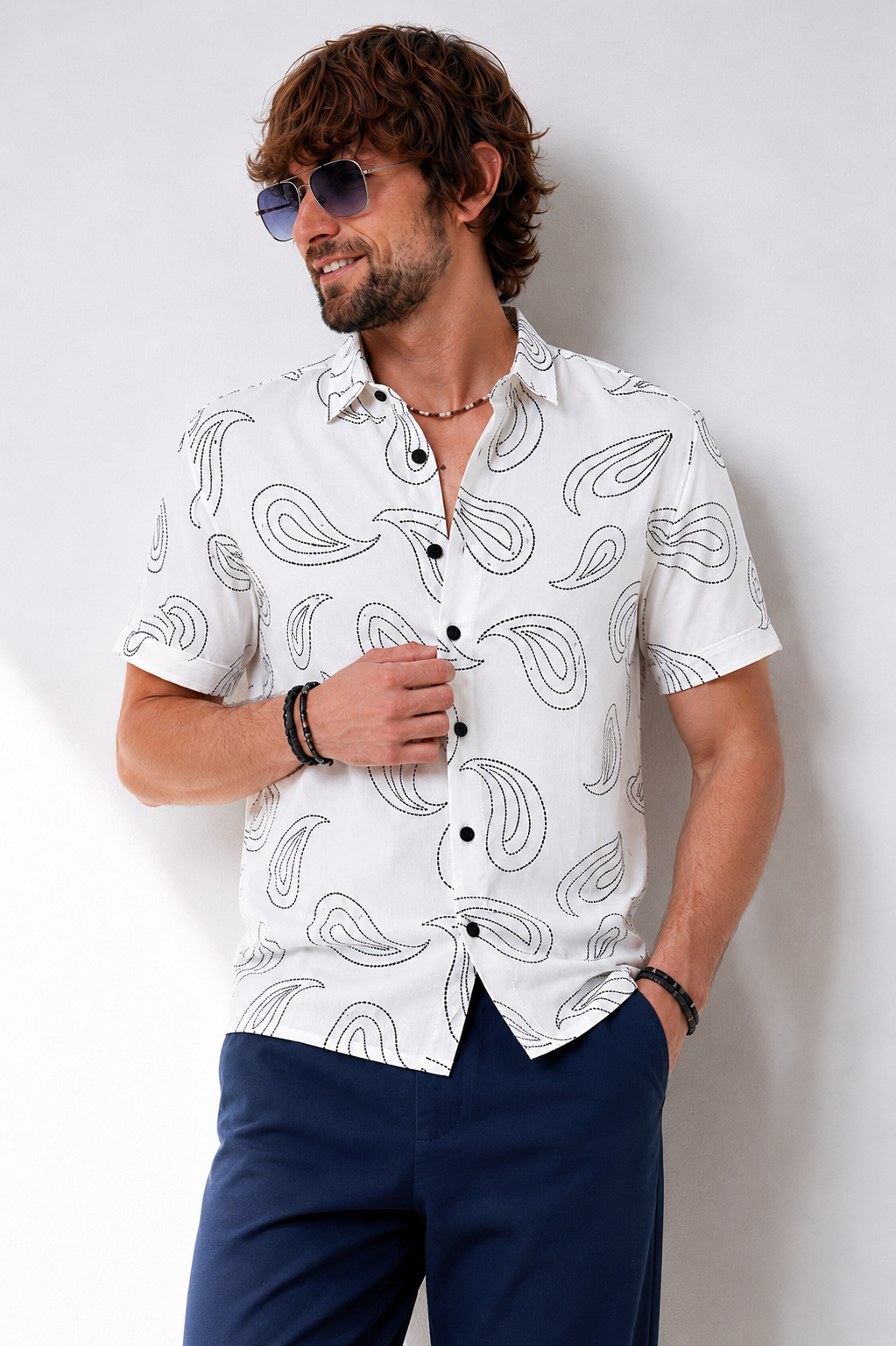 Ivory Paisley Shirt – White Edition