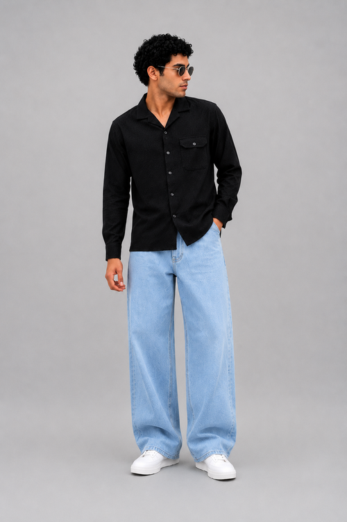 "Onyx Weave Shirt – Black Jacquard Edition"