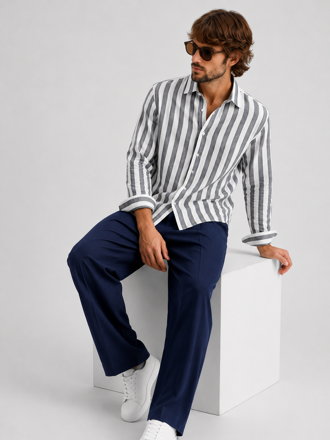 Monaco Stripe Shirt – Charcoal Edition