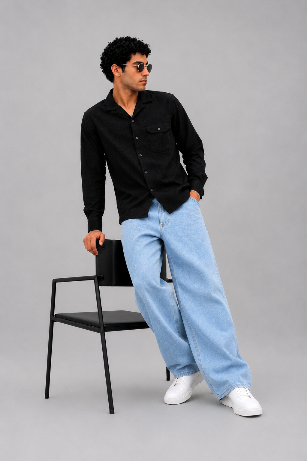 "Onyx Weave Shirt – Black Jacquard Edition"