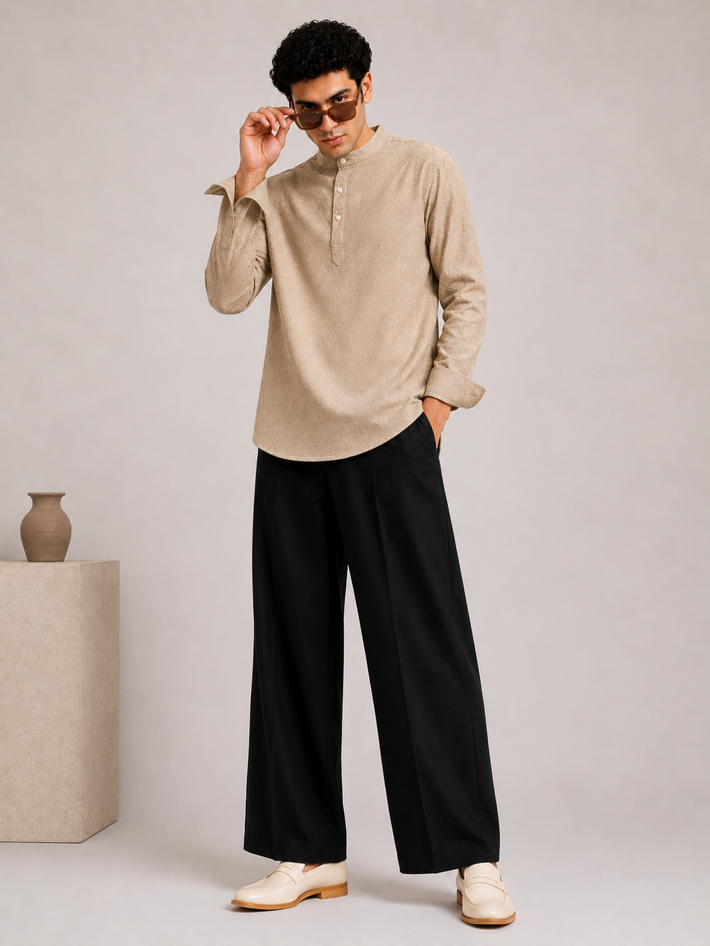 Beige Sovereign Kurta