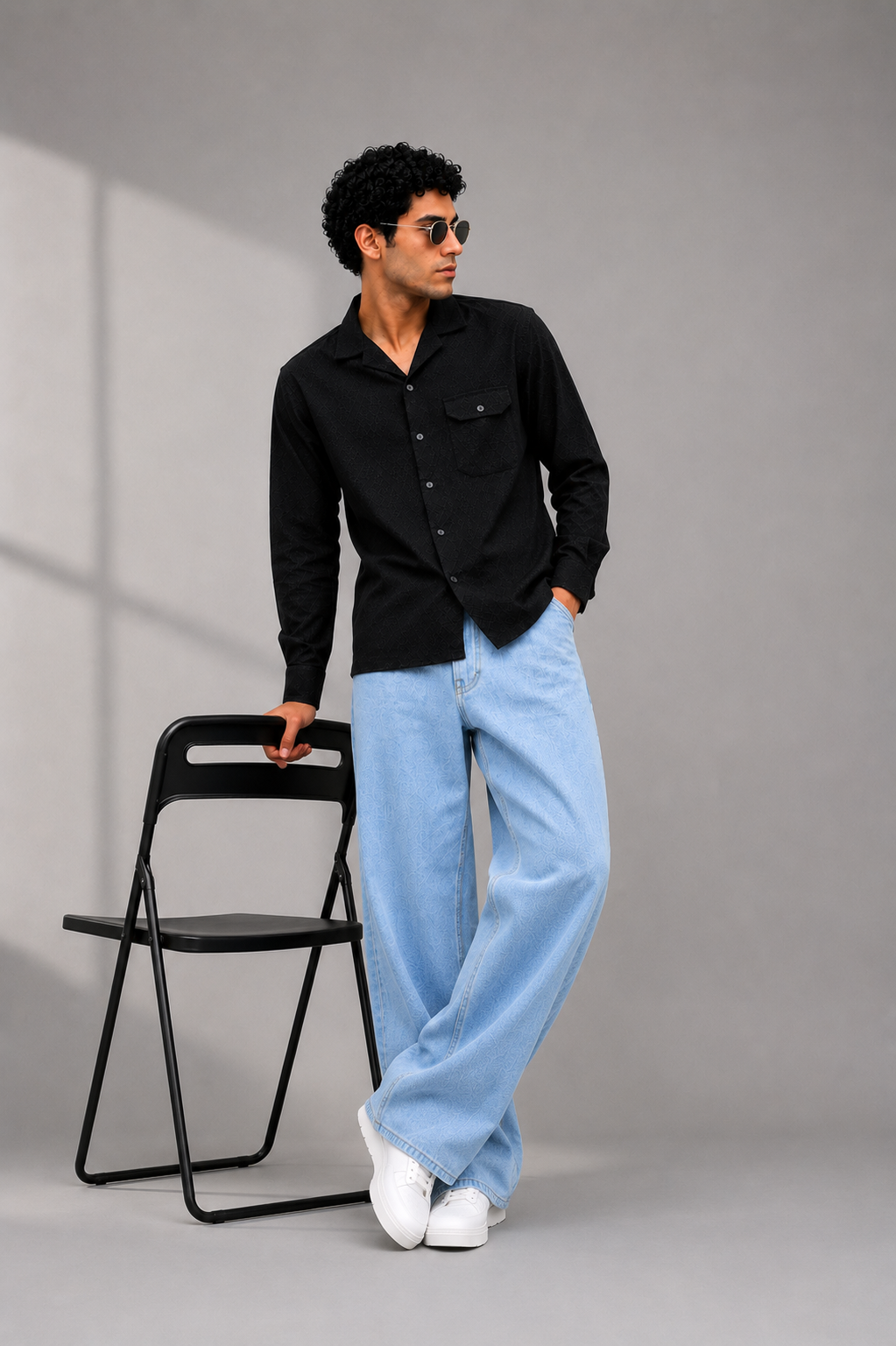 "Onyx Weave Shirt – Black Jacquard Edition"