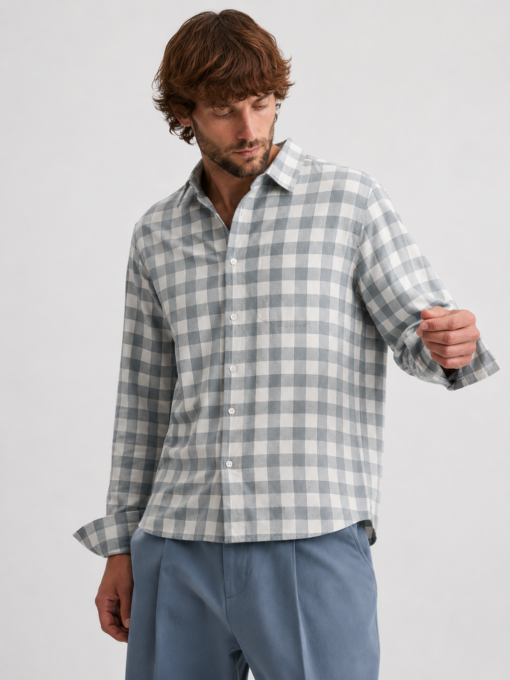 Glacier Check Shirt – Mist Grey Edition